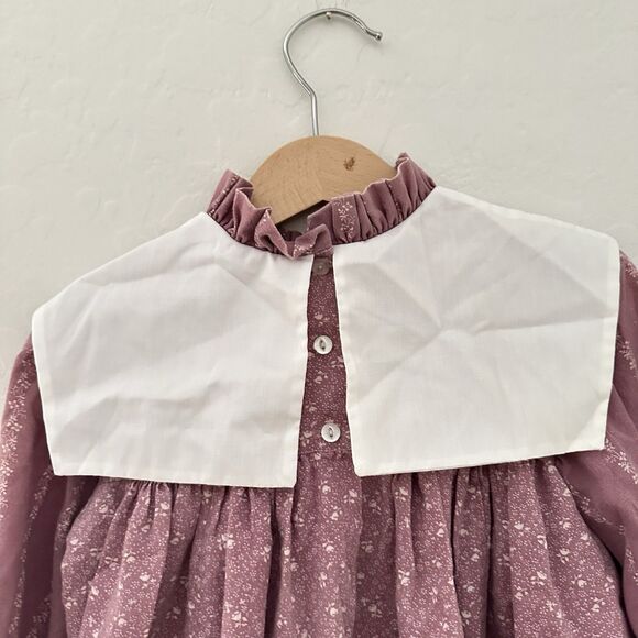 Vintage Mini World 70s Girls Pinafore Dress Lace Ruffles Bib Provo Utah Size 4T - Picture 8 of 10